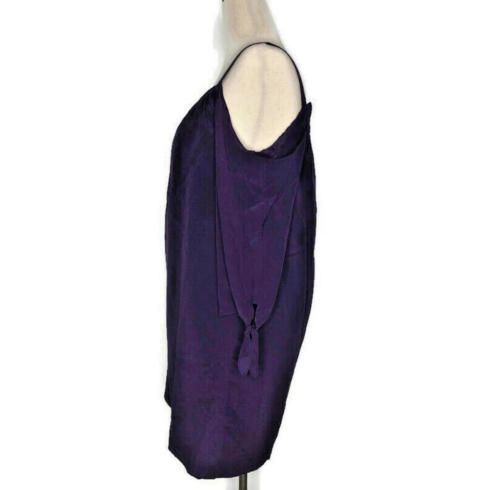 Madewell Womens 100% Silk Cold Shoulder Shift Short Dress Tunic Purple Lined 0 - Picture 5 of 8